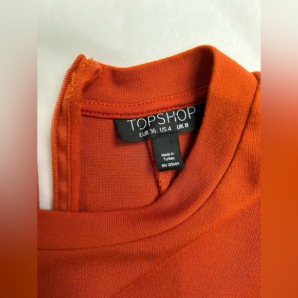Top Shop Rust Orange 3/4 Sleeve Tulip Hem Dress NWOT size 4​​ - Picture 5 of 8